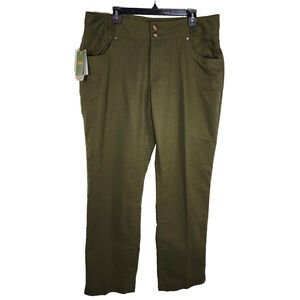 Cabela's Women Outdoor Pant Laurel Green Straight Leg Size 18 Hiking Embroidered
